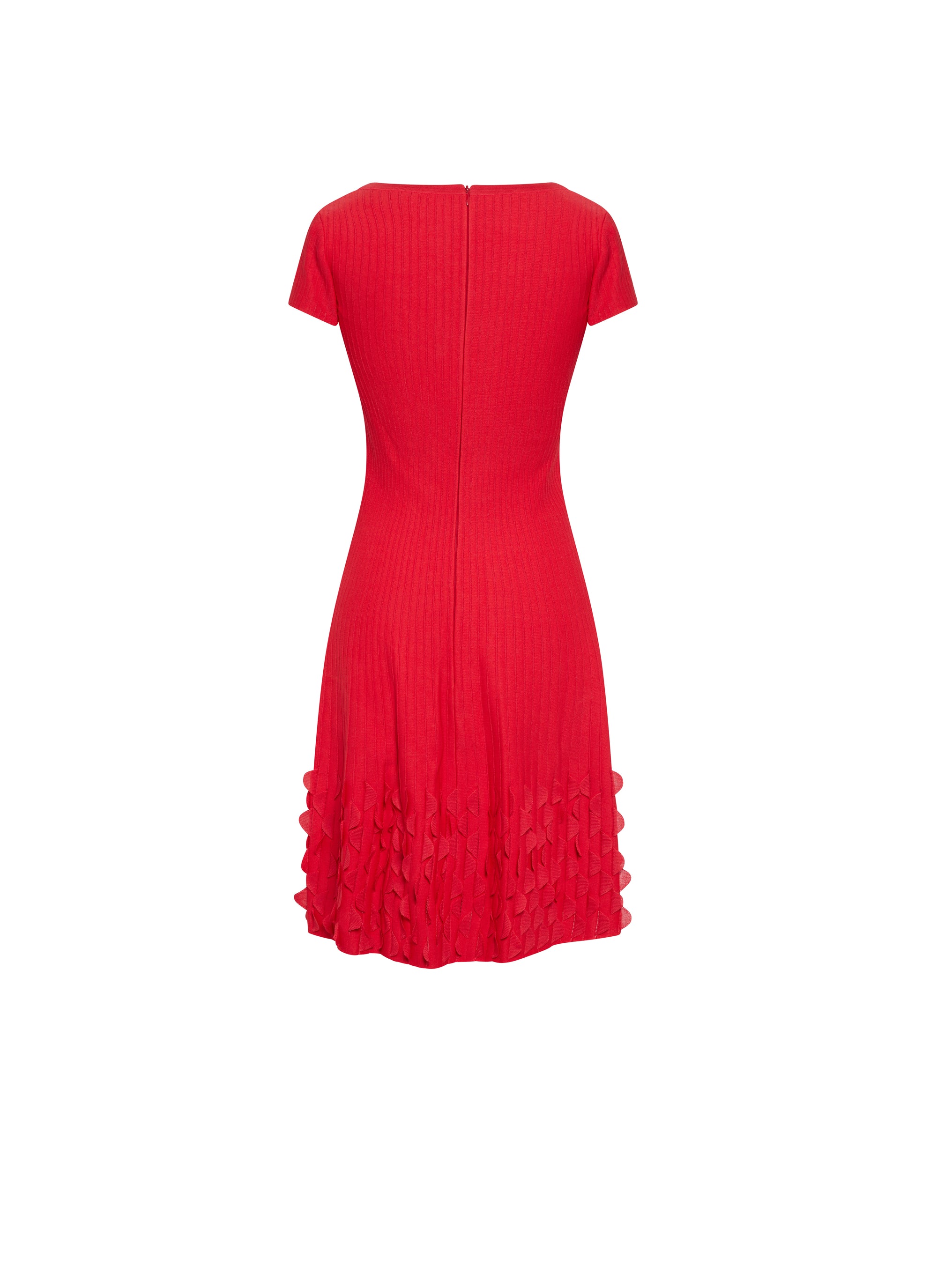 Short-sleeved dancer-neck dress - Scarlet