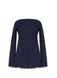 Long-sleeved diamond tunic - Cobalt