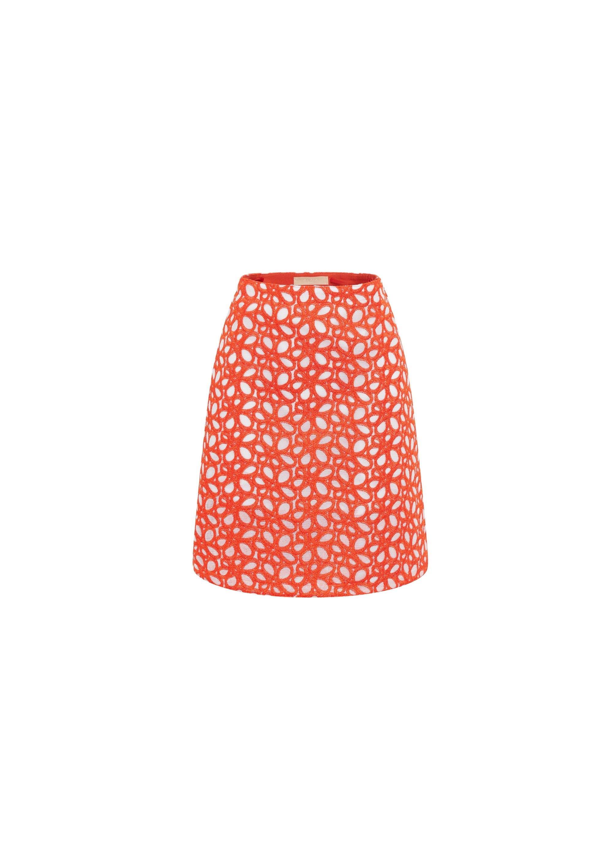 Jupe courte entièrement brodée - Orange Sanguine