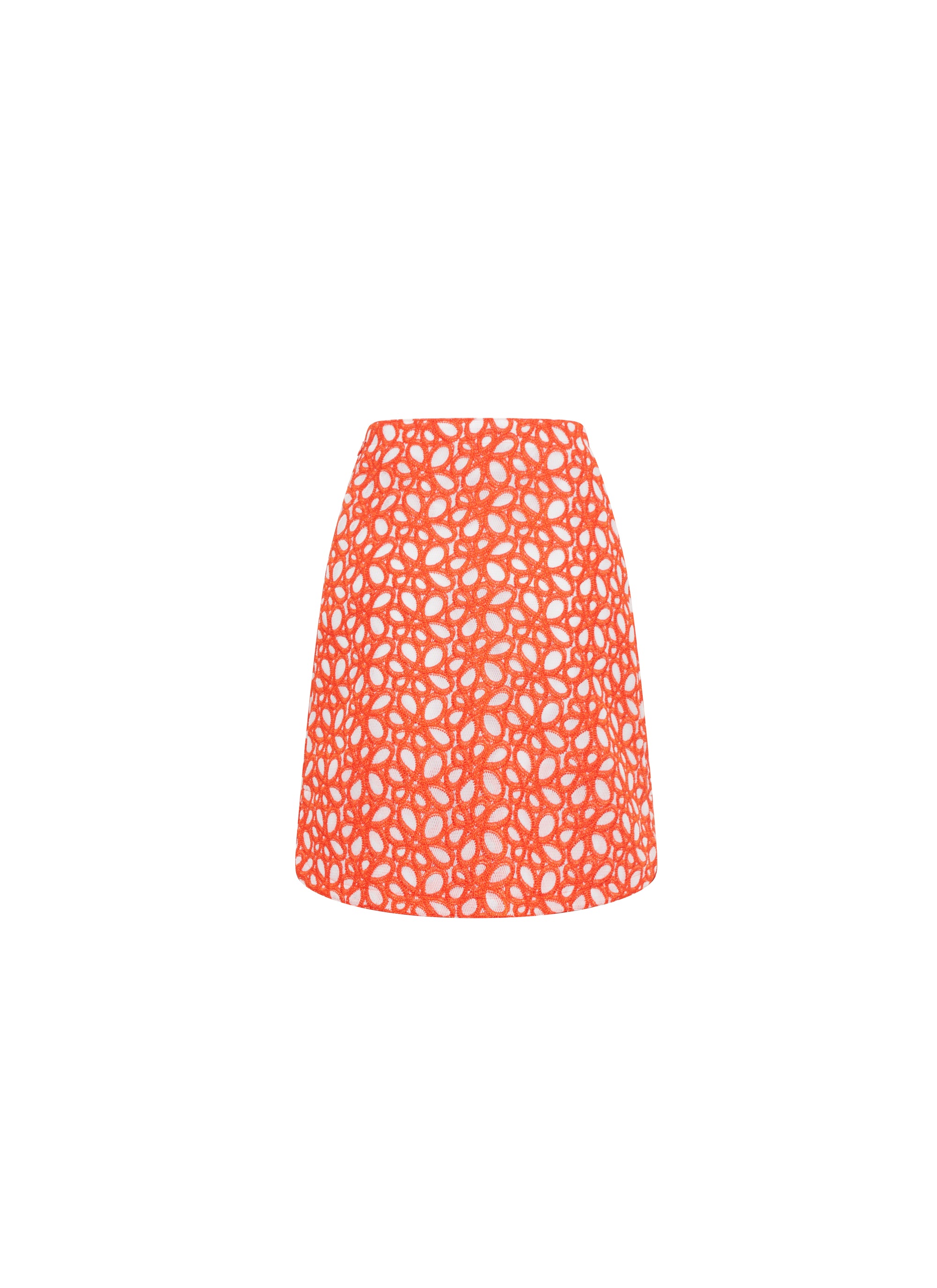 Jupe courte entièrement brodée - Orange Sanguine