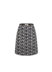 Fully embroidered short skirt - Black intense