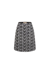 Fully embroidered short skirt - Black