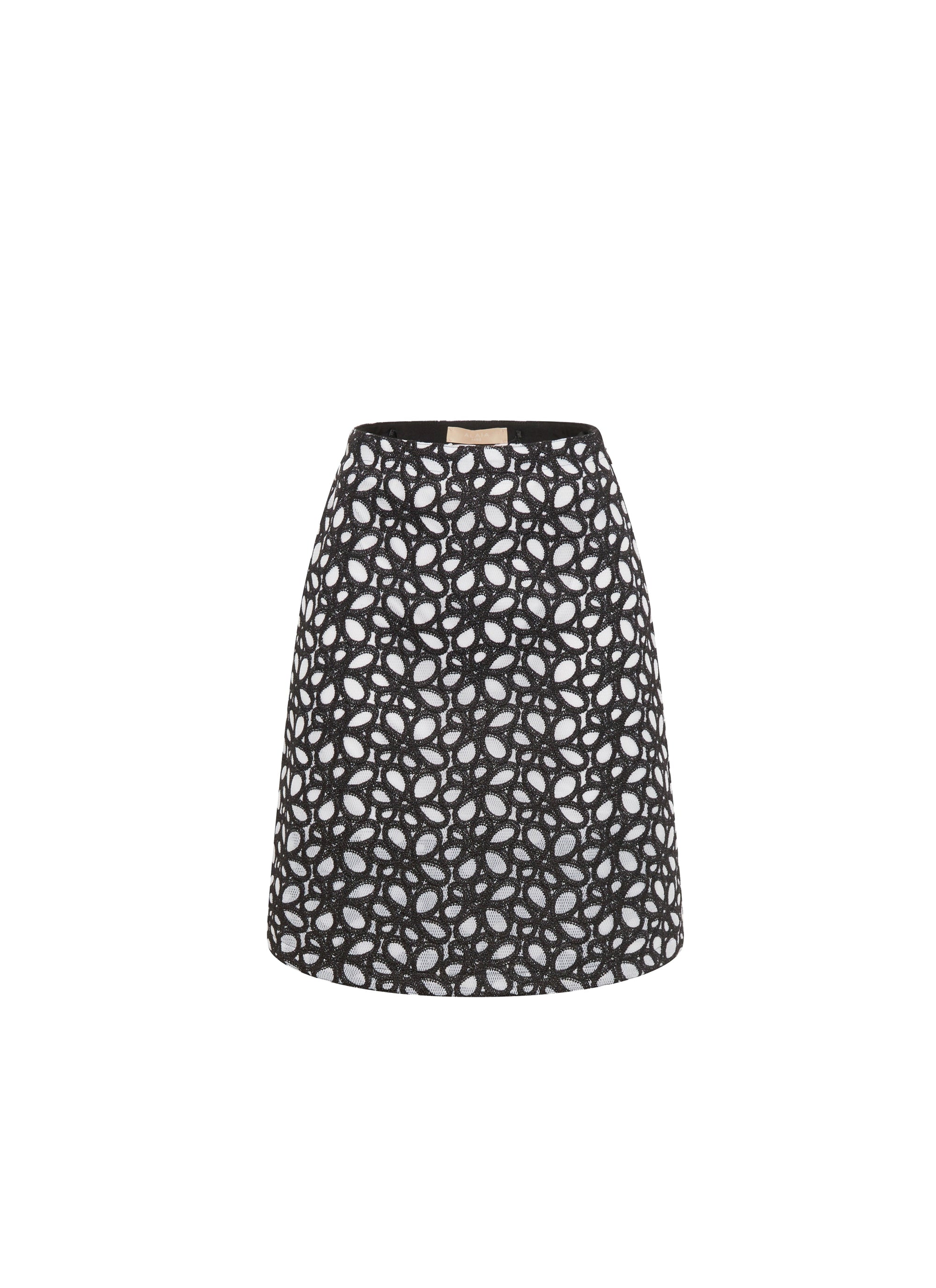 Fully embroidered short skirt - Black