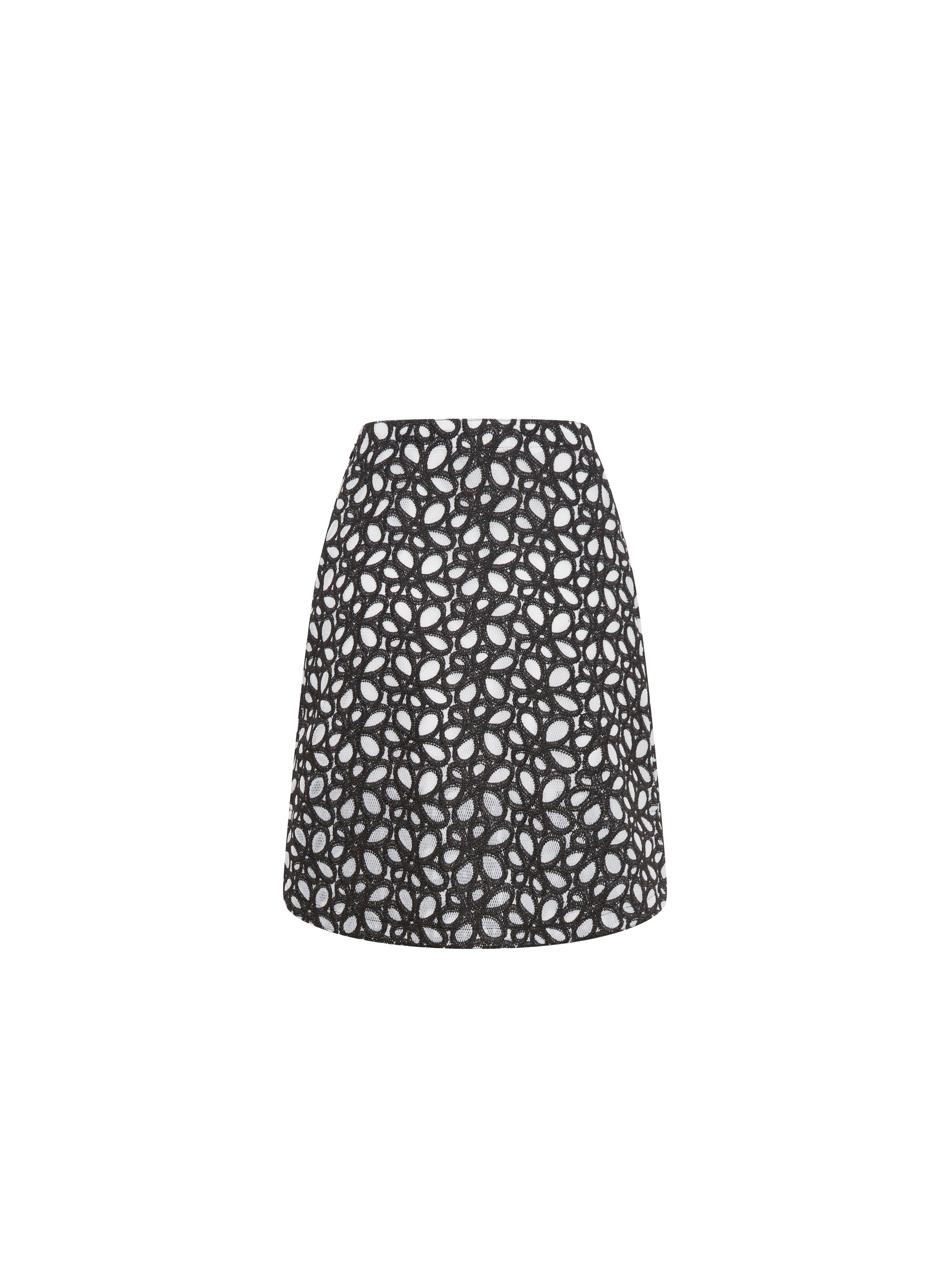 Fully embroidered short skirt - Black