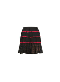 Skater skirt with silk trim - Black & Red