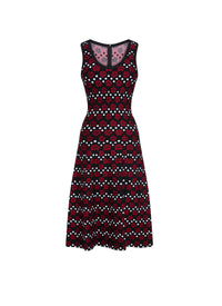 Mini Orchid sleeveless knitted dress - Black & Red