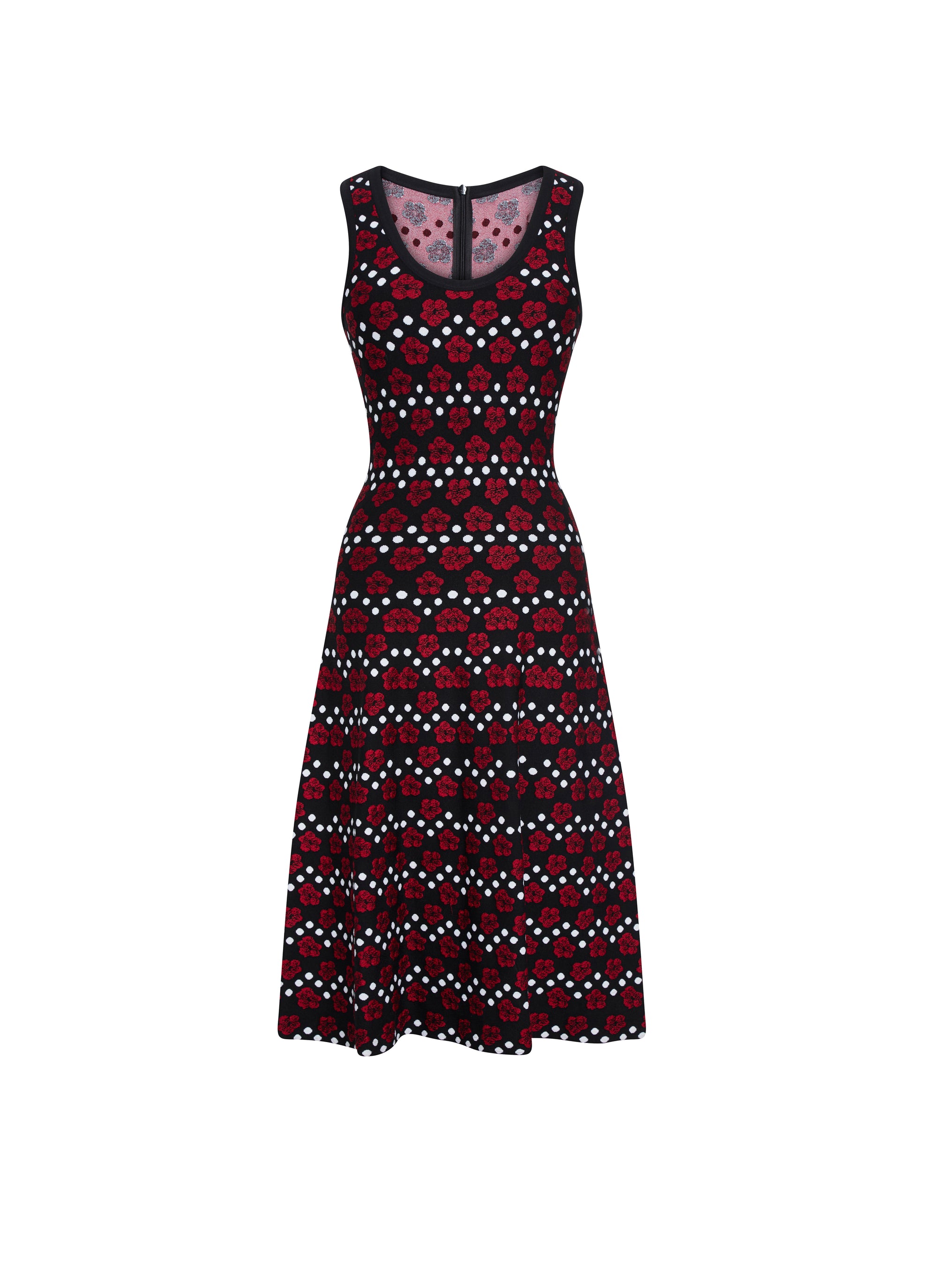 Mini Orchid sleeveless knitted dress - Black & Red