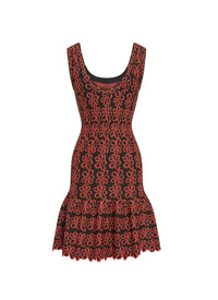 Mesh Astragale sleeveless dress - Black & Orange