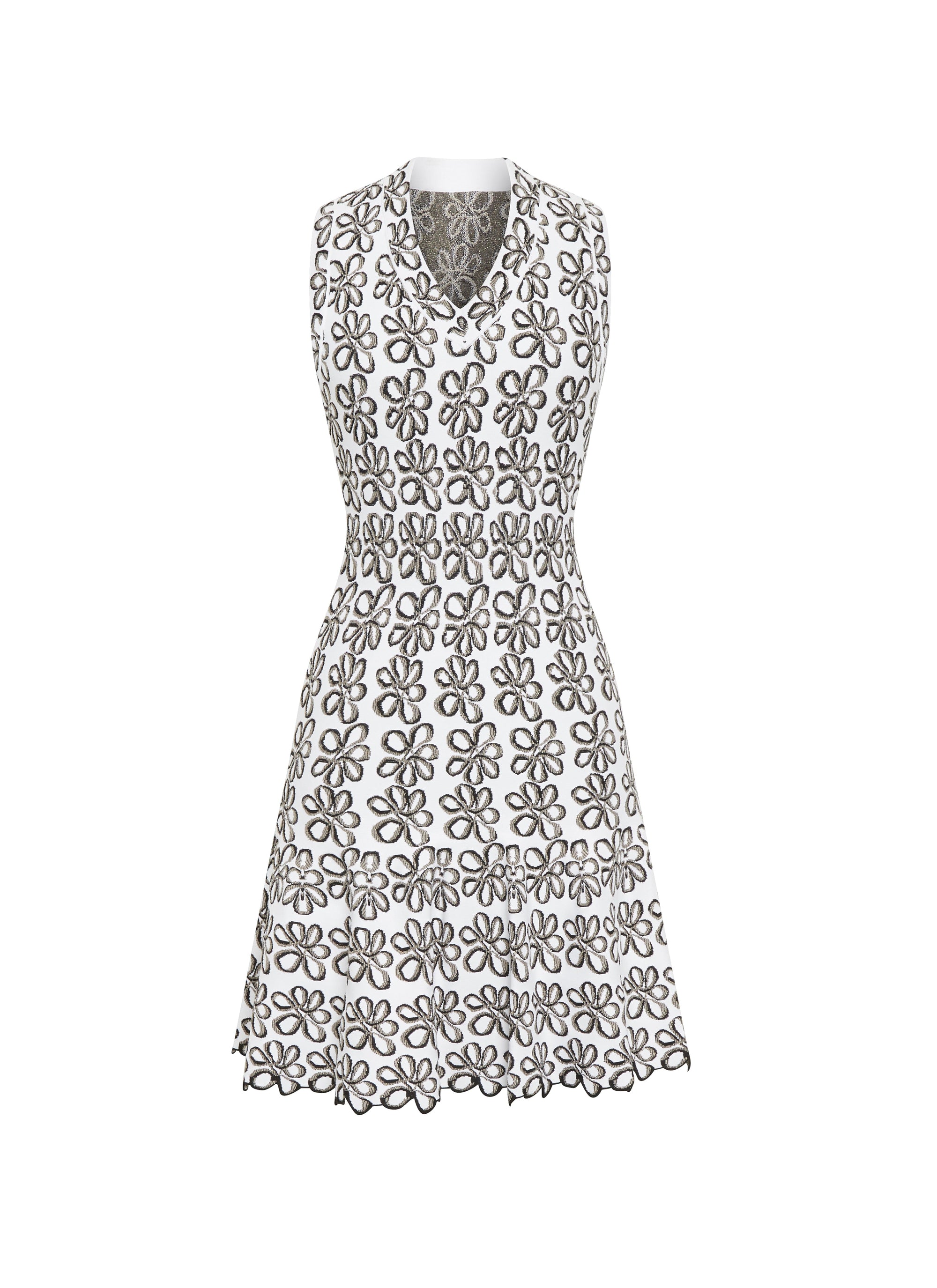 Mesh sleeveless Astragale v-neck dress - Flesh & Multicolour