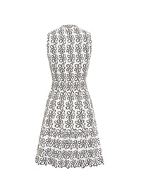 Mesh sleeveless Astragale v-neck dress - Flesh & Multicolour