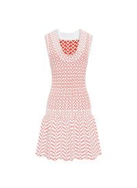 Sleeveless short dress - White & Orange