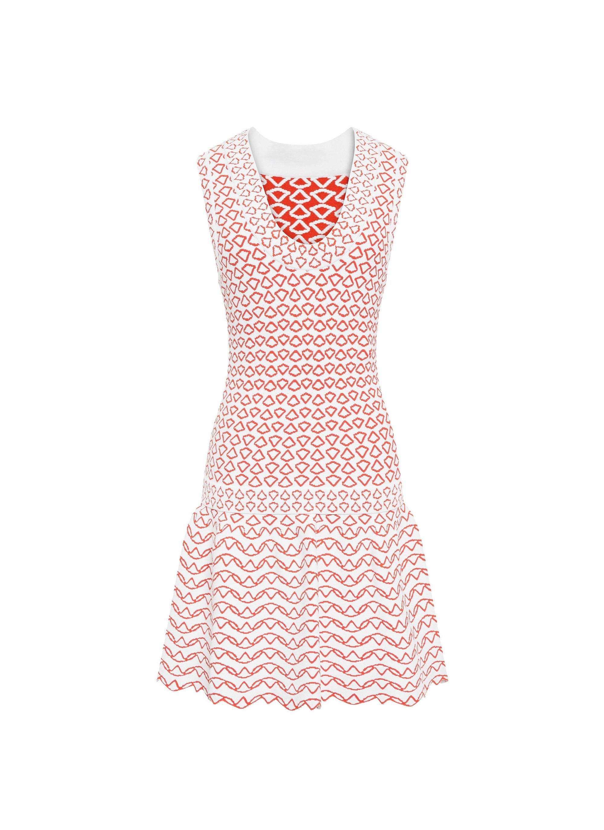 Sleeveless short dress - White & Orange