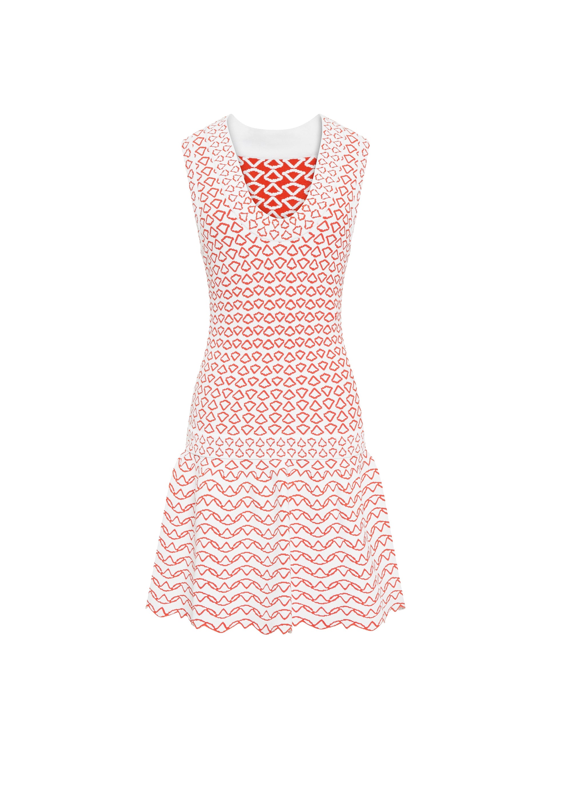 Robe courte sans manches Fantasia en maille - Blanc & Orange