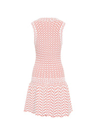 Robe courte sans manches Fantasia en maille - Blanc & Orange