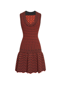 Fantasia short sleeveless knitted dress - Black & Orange