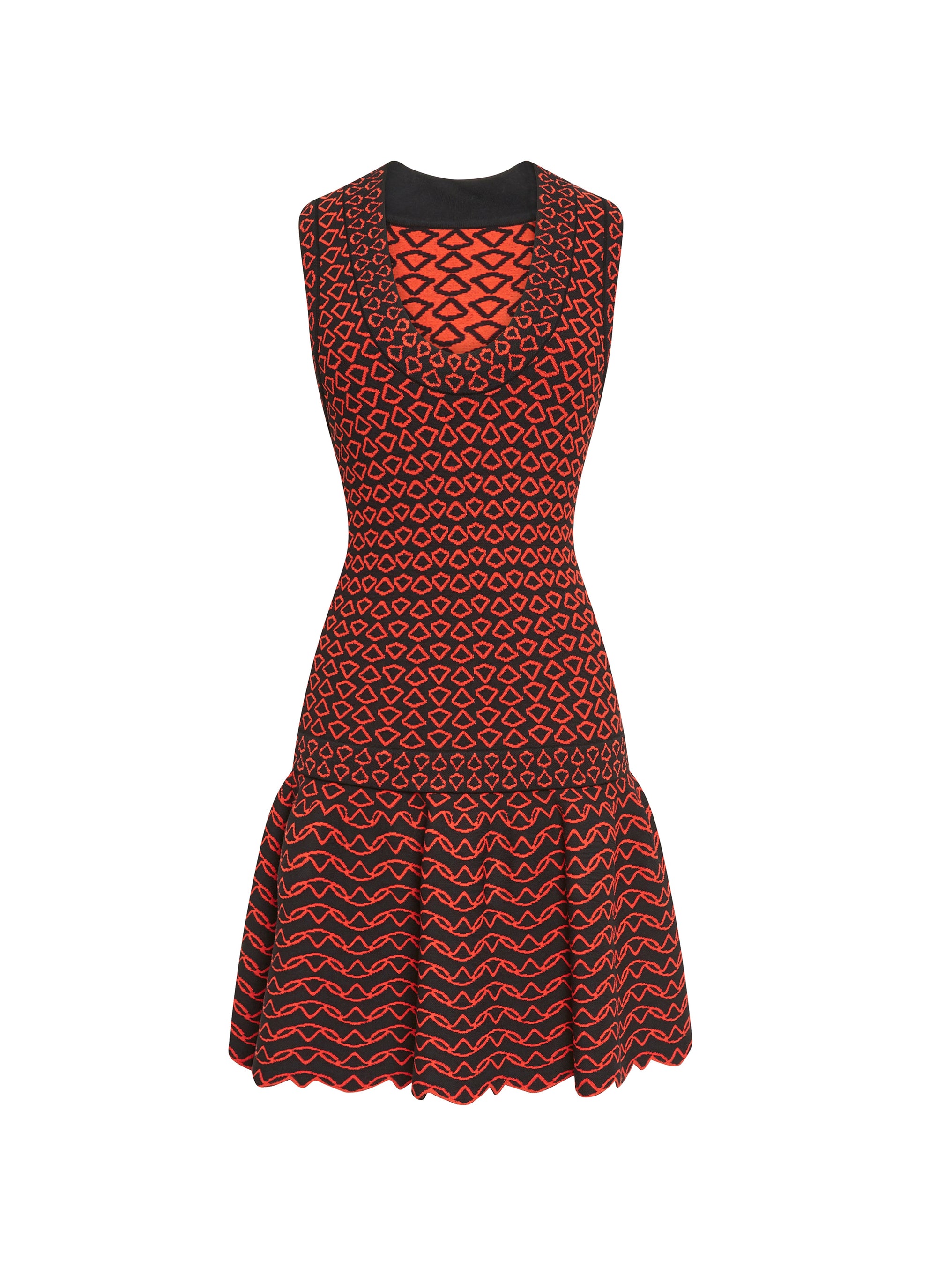 Fantasia short sleeveless knitted dress - Black & Orange