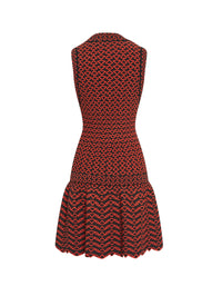Fantasia short sleeveless knitted dress - Black & Orange