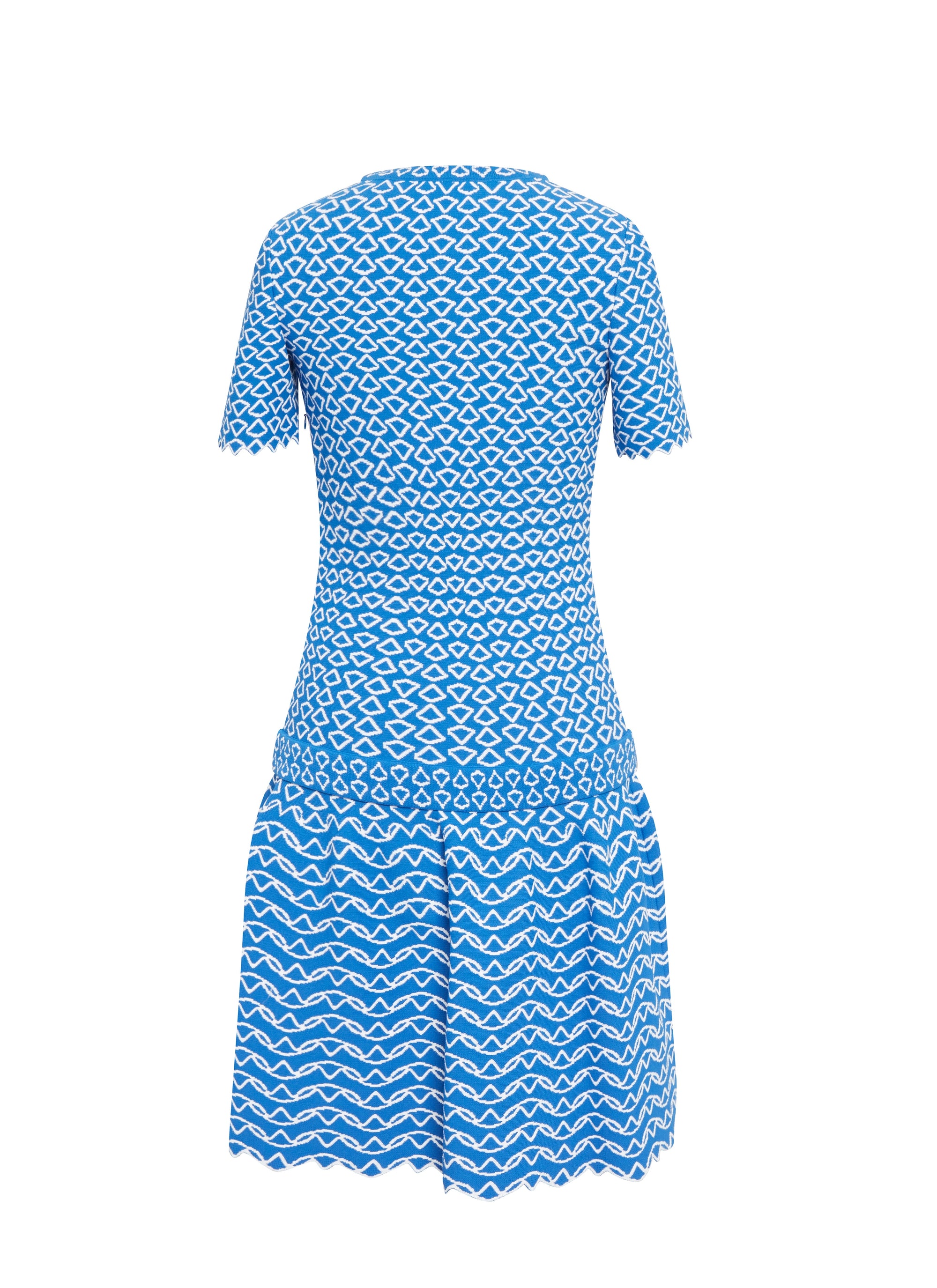 Robe à manches courtes Fantasia en maille - Bleu & Blanc