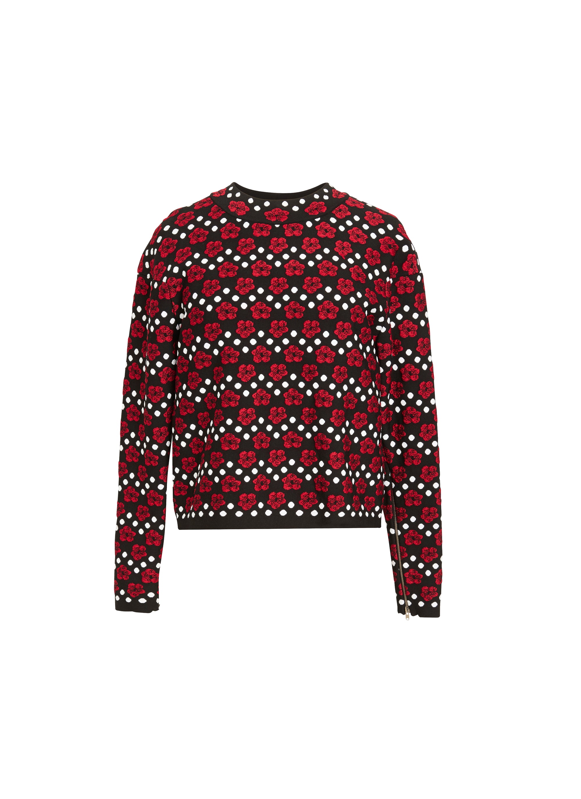 Mini Orchidée knitted long sleeve jumper - Black & Red