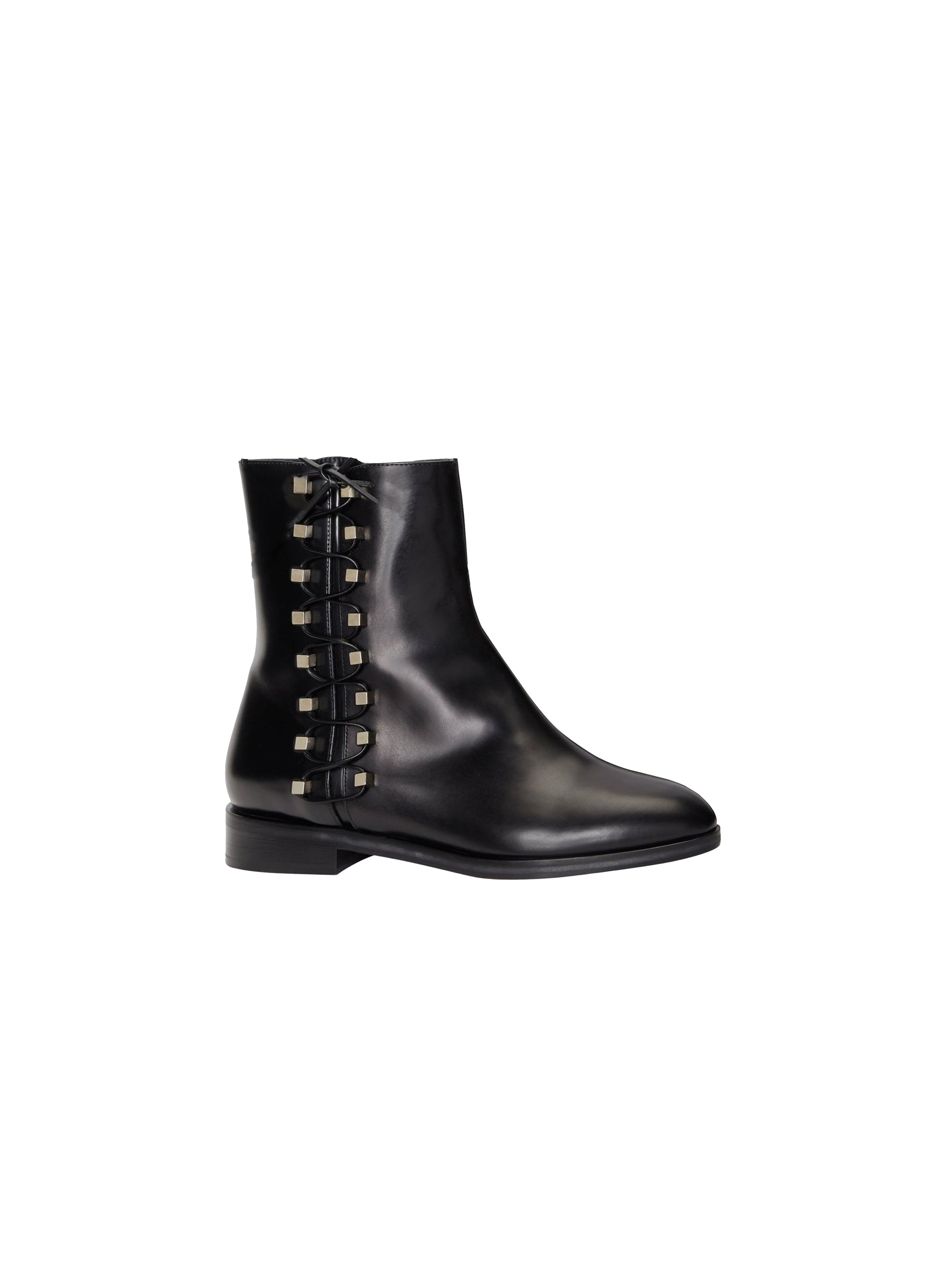 Elegant platform boots in leather - Black