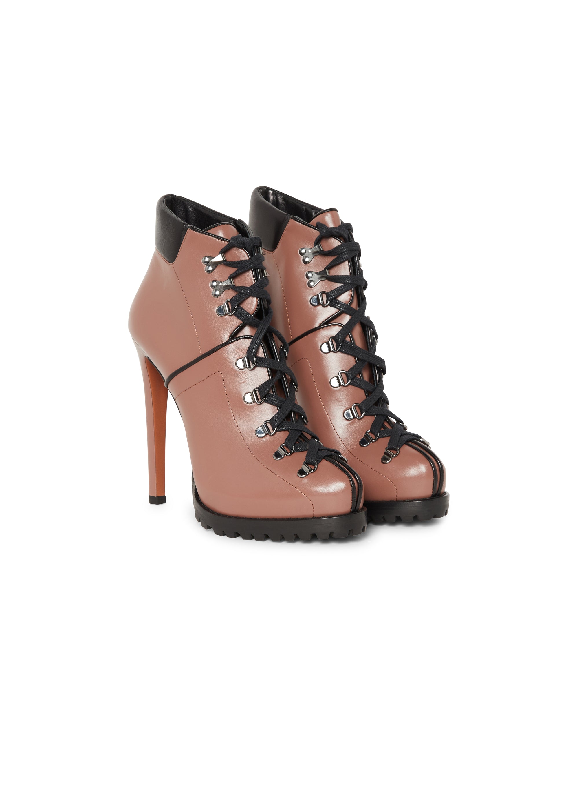 135 Soft platform boots in smooth leather - Tobacco