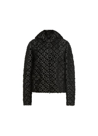Wool embroidered hooded jacket - Black & White