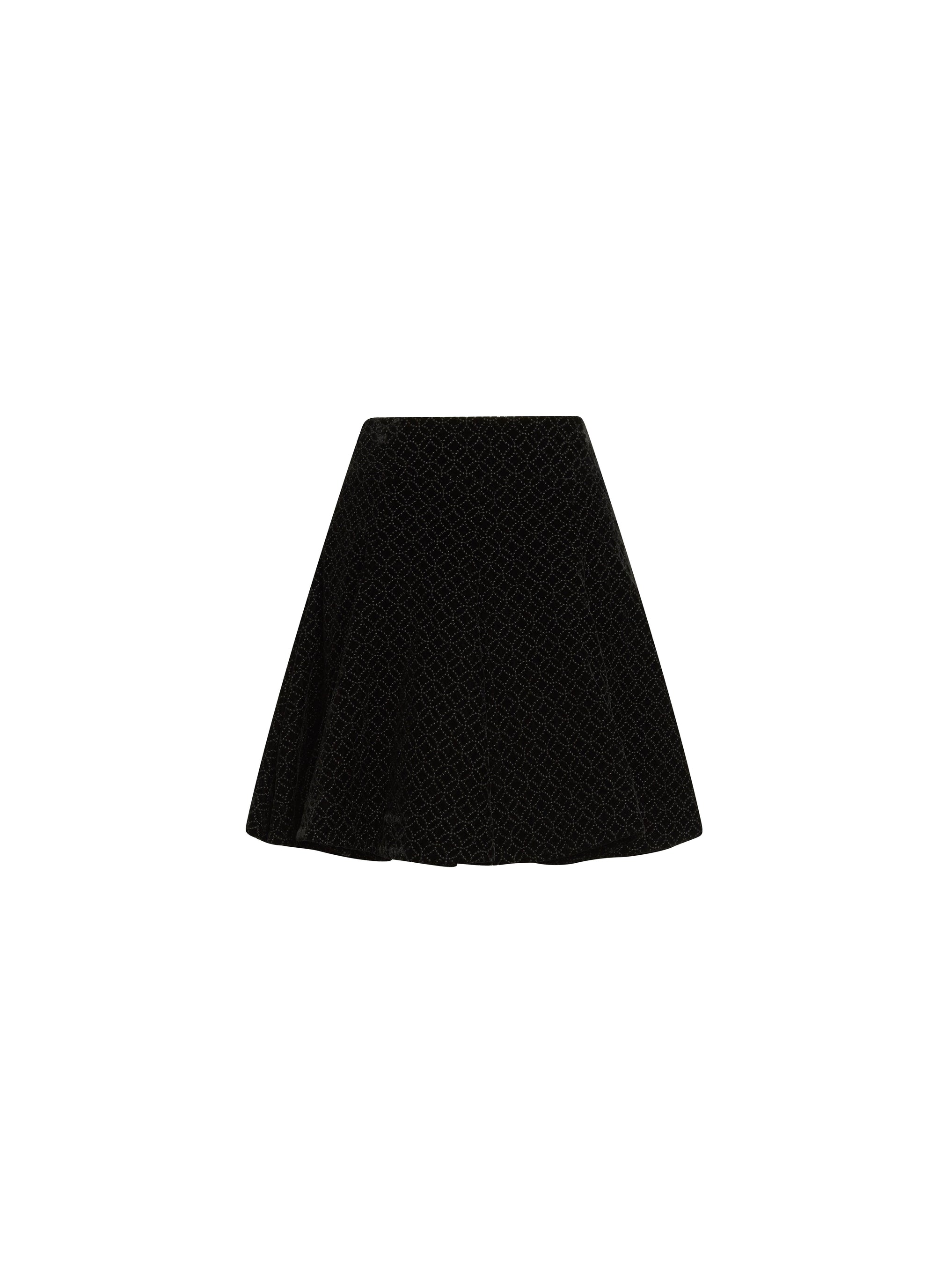 Short skirt in Mussola Arabesque pattern - Black intense