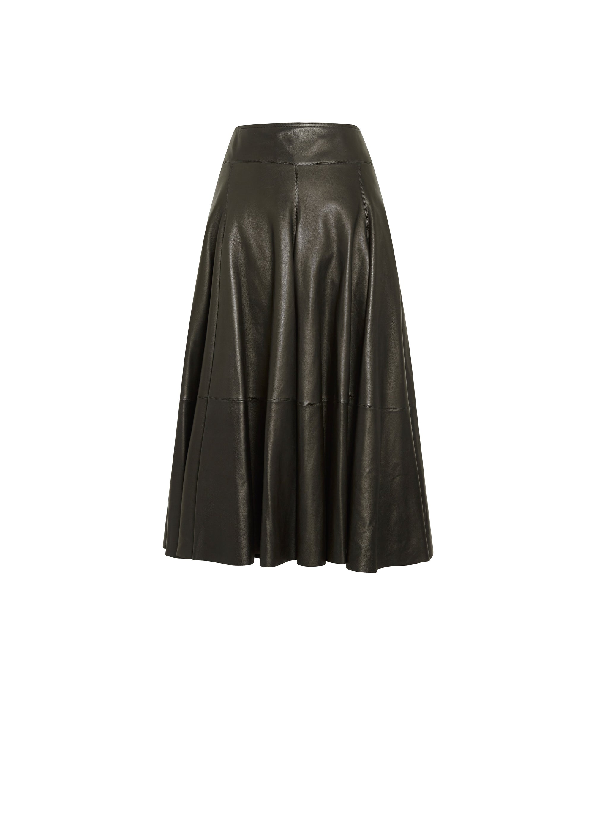 Long pleated skirt in leather - Black intense