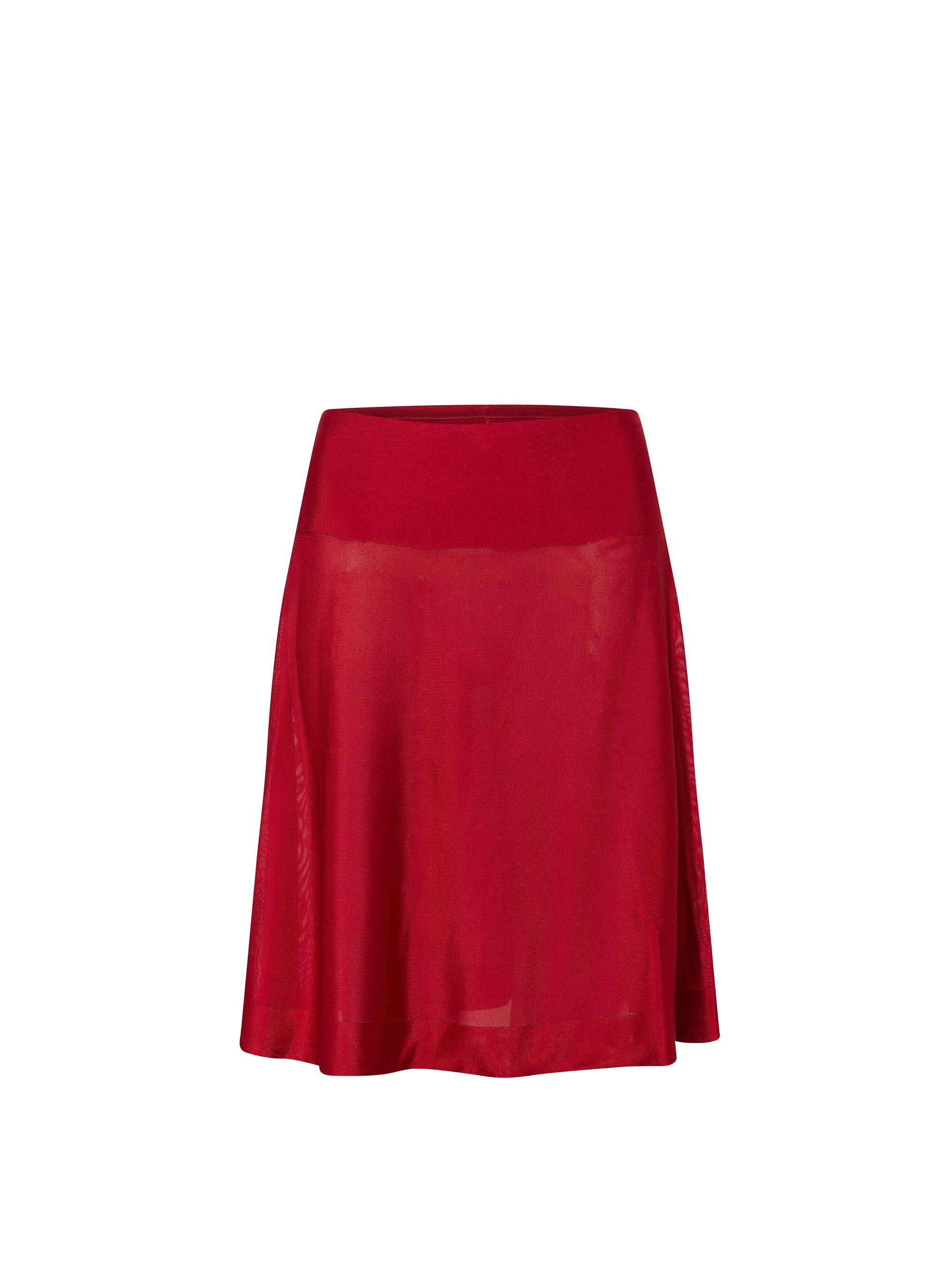 Sheer plain short skirt - Red