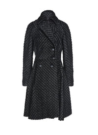 Slim-fit buttoned leather coat - Black & White