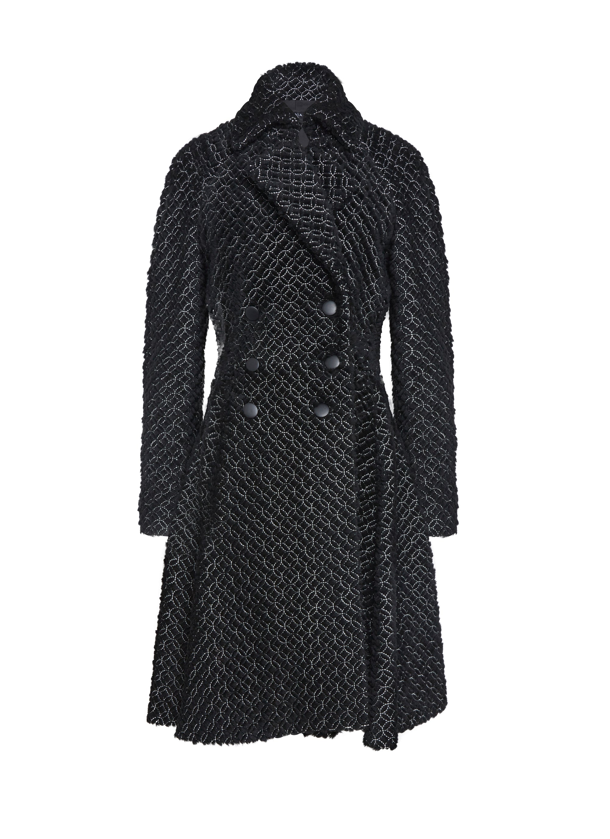 Slim-fit buttoned leather coat - Black & White