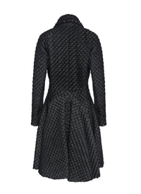 Slim-fit buttoned leather coat - Black & White