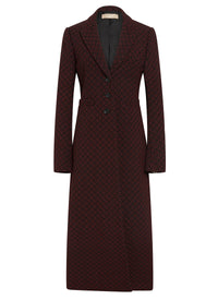 Long structured wool coat - Black & Mahogany