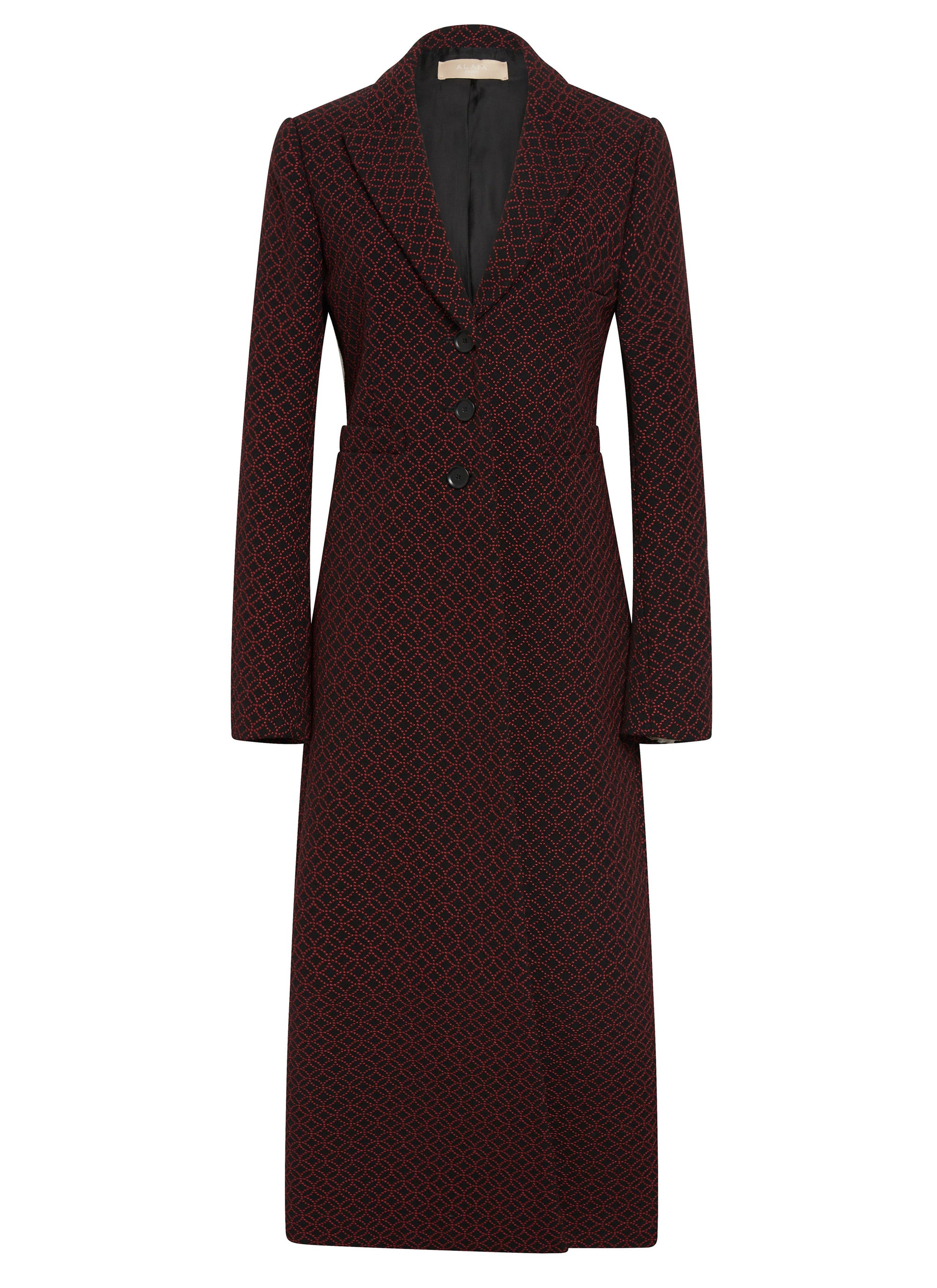 Long structured wool coat - Black & Mahogany