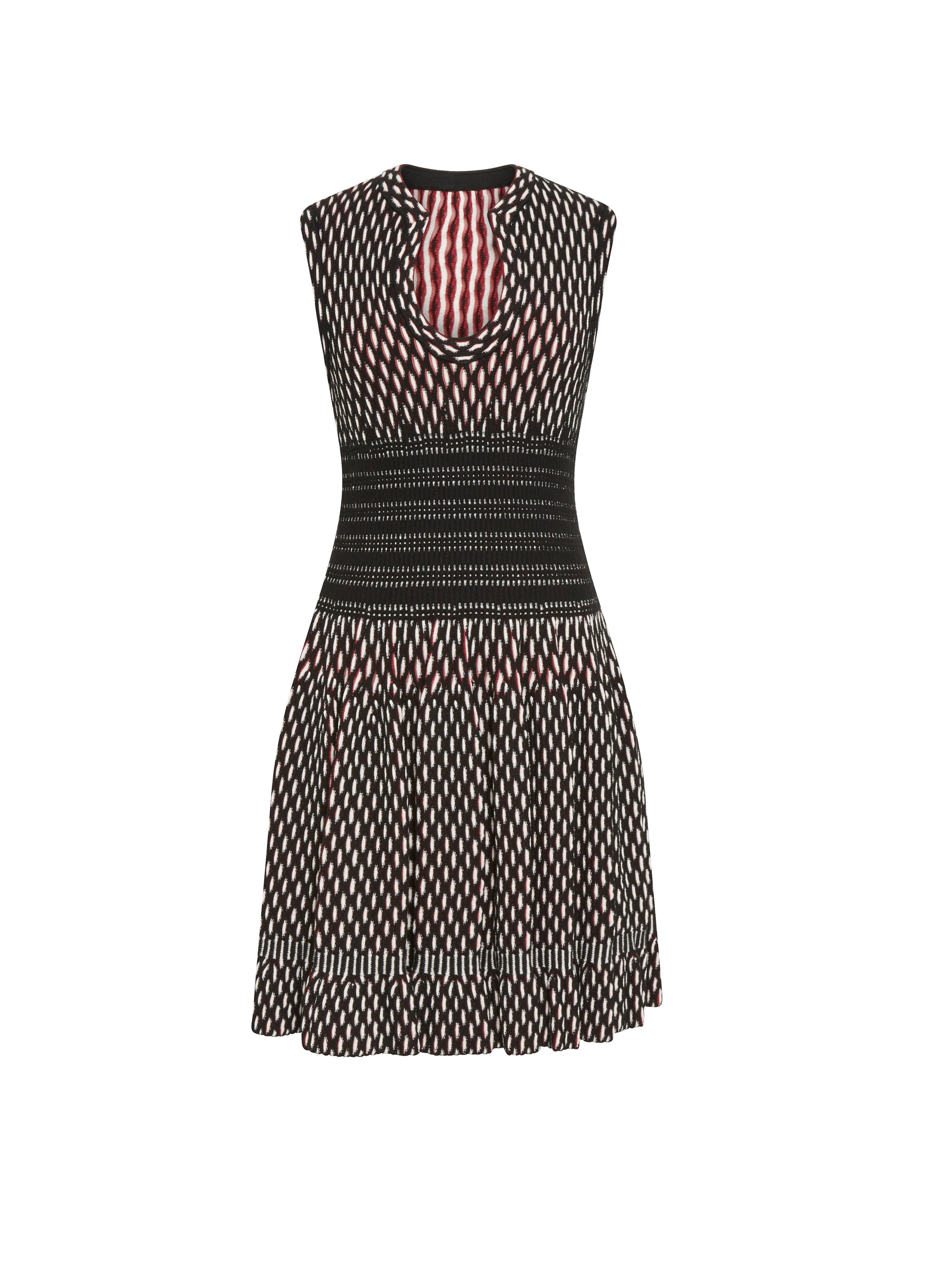 Sleeveless wool Natte dress - Black & White