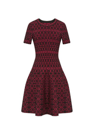 Alhambra knitted short sleeve dress - Black & Pink