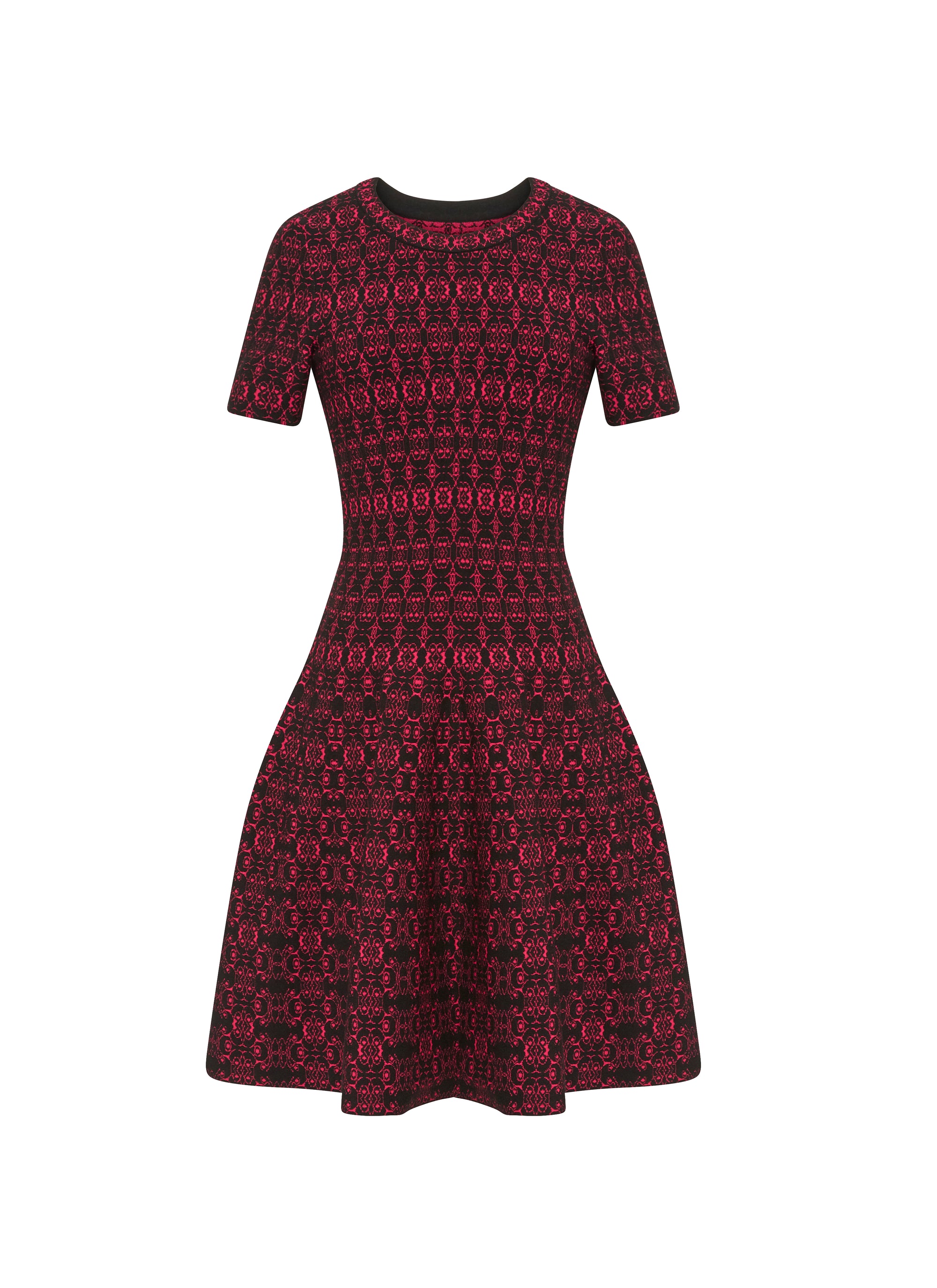 Alhambra knitted short sleeve dress - Black & Pink