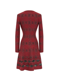 Babylone Long Sleeve Wool Dress - Mahogany