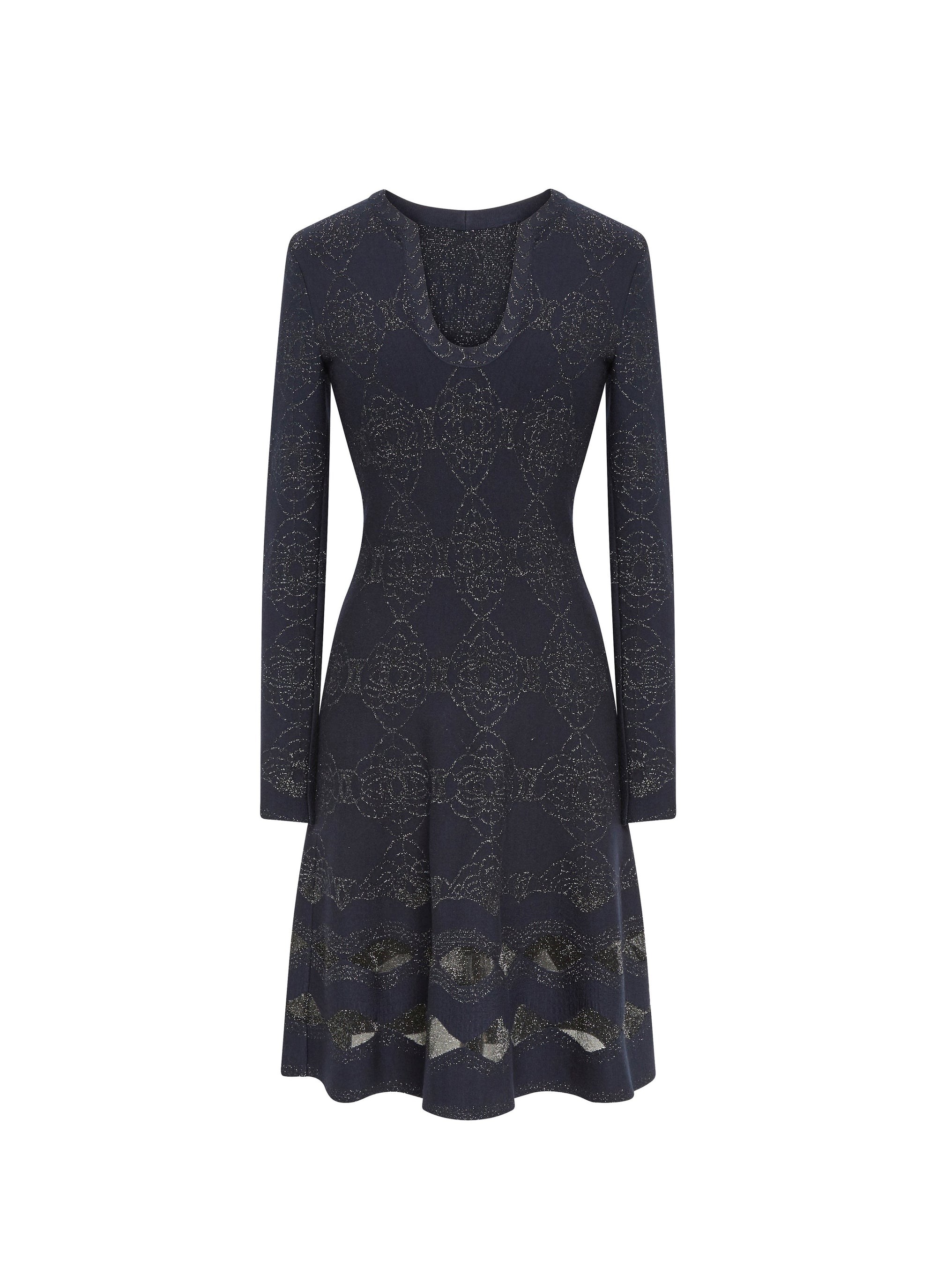 Babylone Long Sleeve Wool Dress - Nuit
