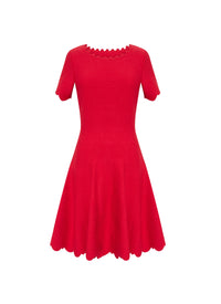 Eden short-sleeved dress in wool - Red