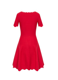 Eden short-sleeved dress in wool - Red