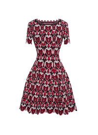 Robe à manches courtes Eden en laine - Rouge & Noir