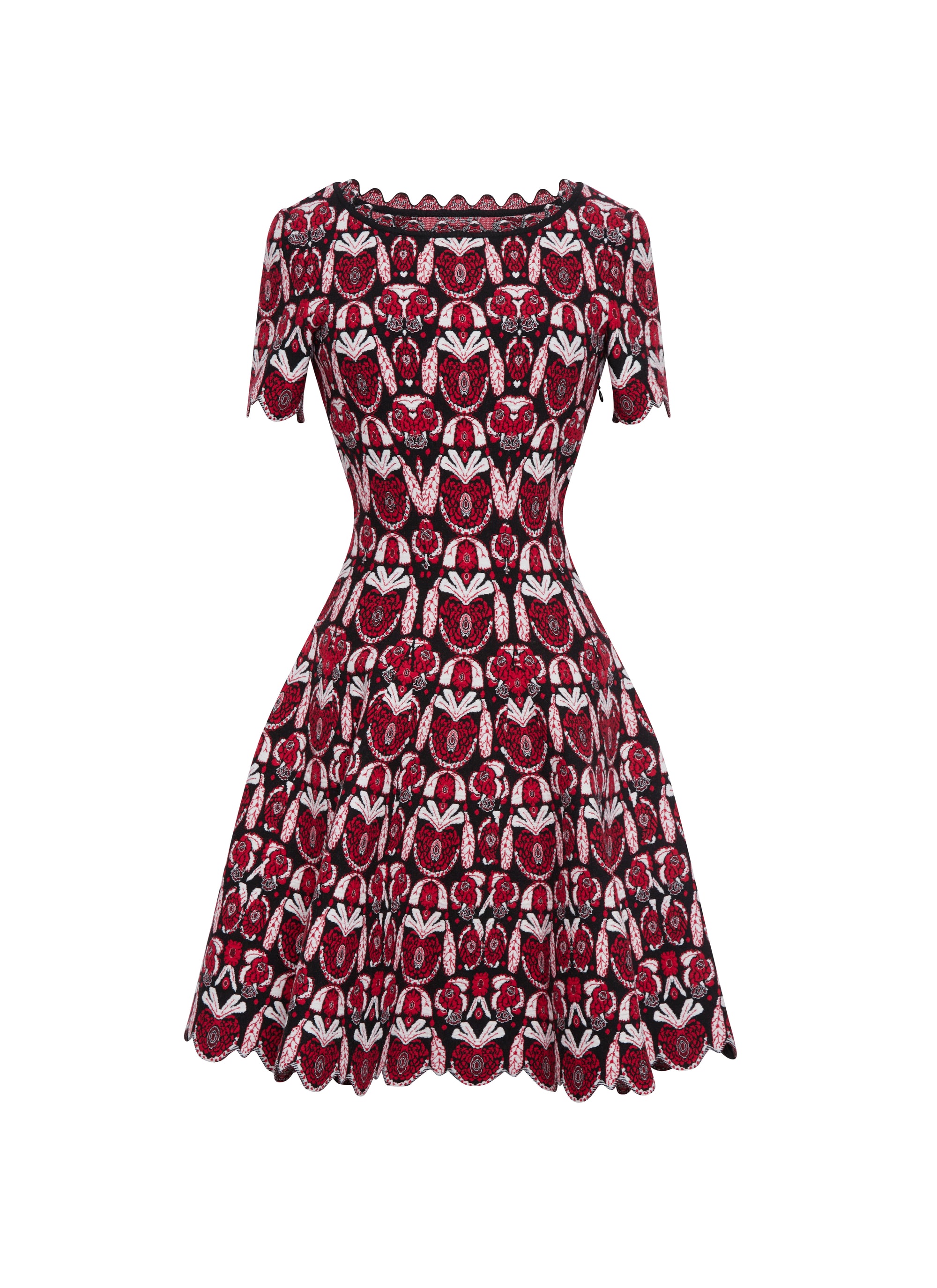 Robe à manches courtes Eden en laine - Rouge & Noir