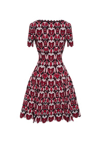 Robe à manches courtes Eden en laine - Rouge & Noir