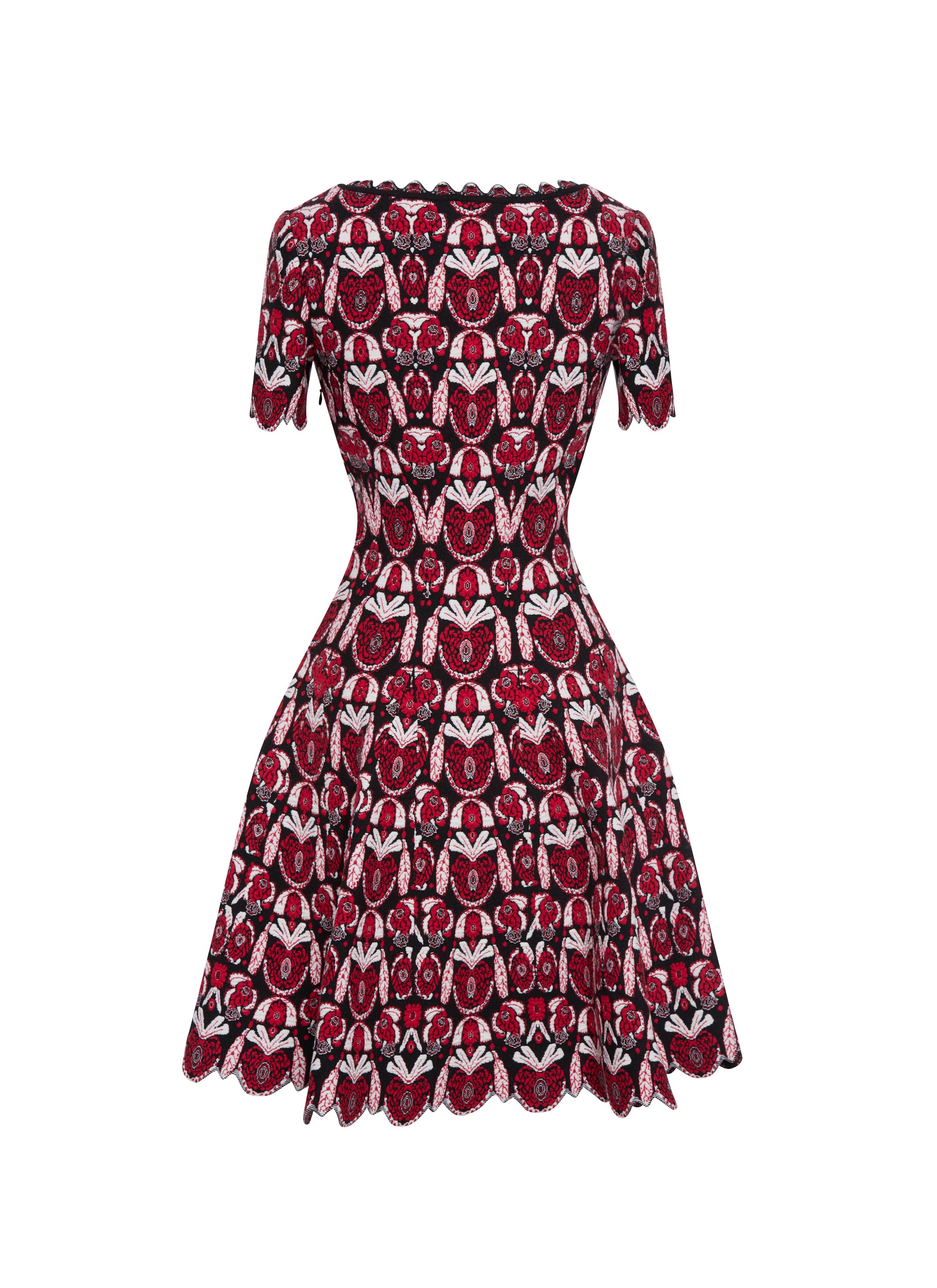Robe à manches courtes Eden en laine - Rouge & Noir