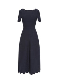 Eden short-sleeved dress in wool - Night