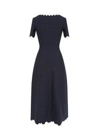 Eden short-sleeved dress in wool - Night