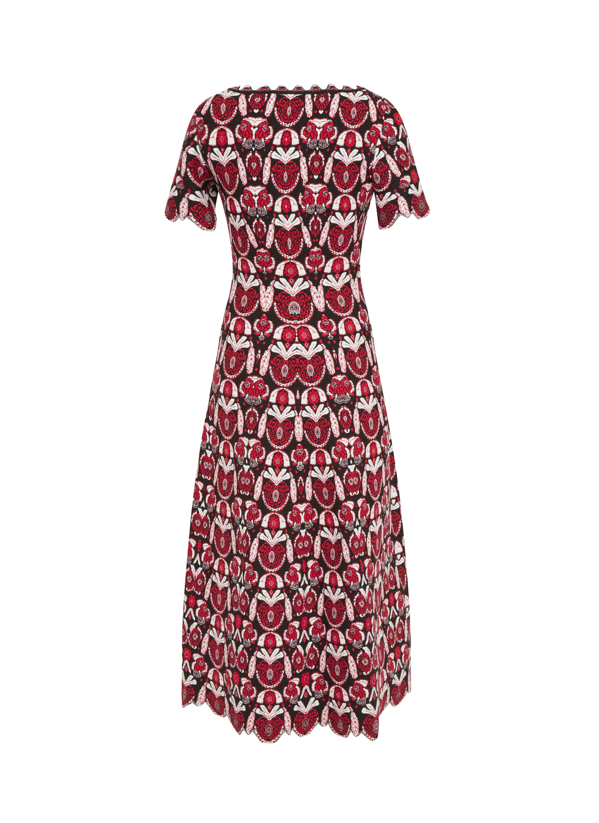 Eden short-sleeved dress in wool - Black & Red