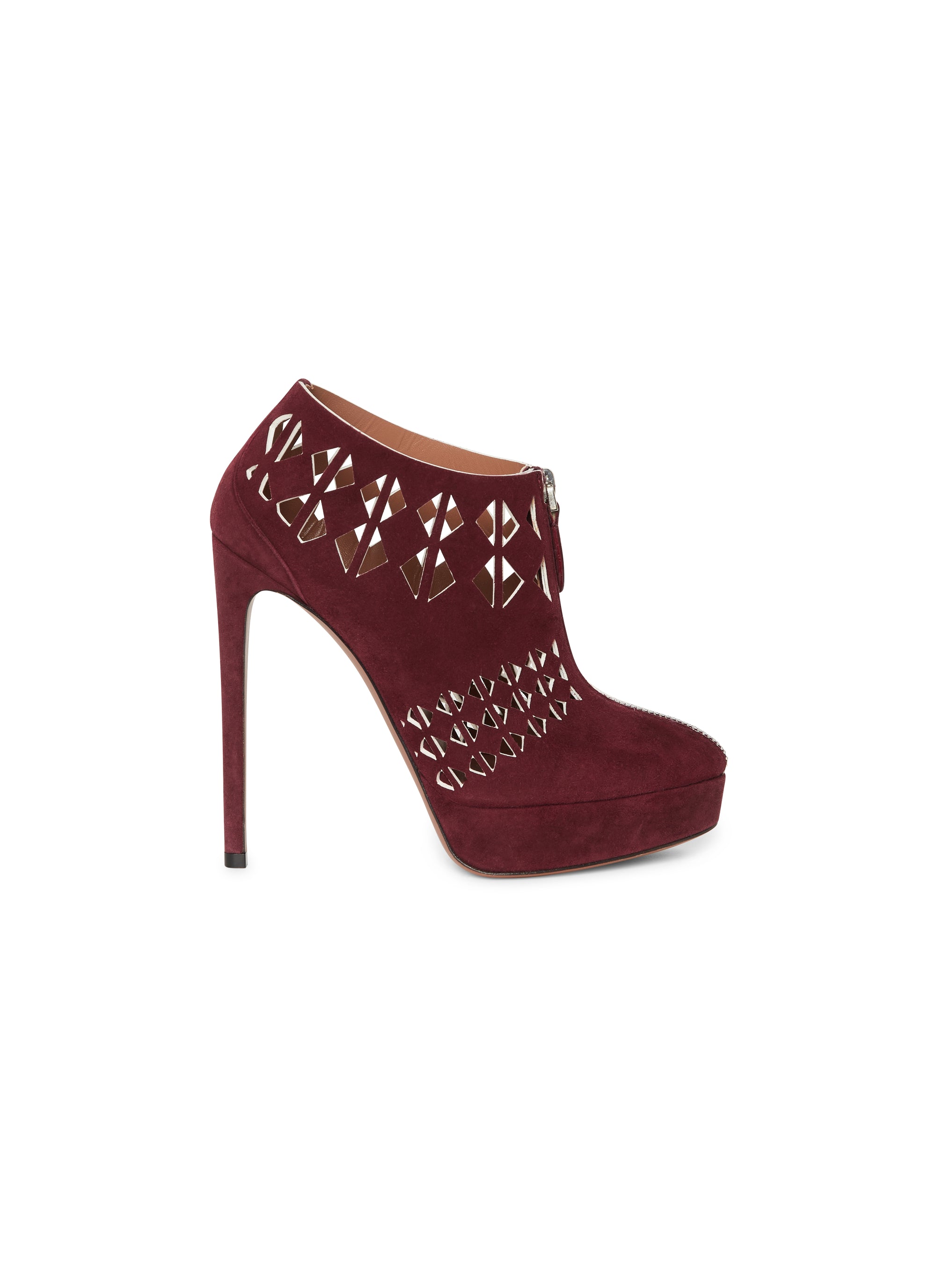 Leather stiletto ankle boots - Blackcurrant