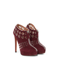 Leather stiletto ankle boots - Blackcurrant